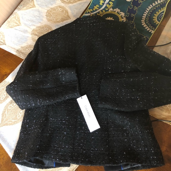 Calvin Klein Metallic Tweed Open Front Jacket NWT - Picture 7 of 8